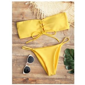 Strapless Yellow Bikini